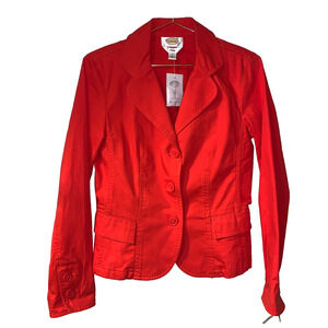 Talbots Women's Fitted Blazer Jacket Size 4 NEW Orange Career Cotton Stretch